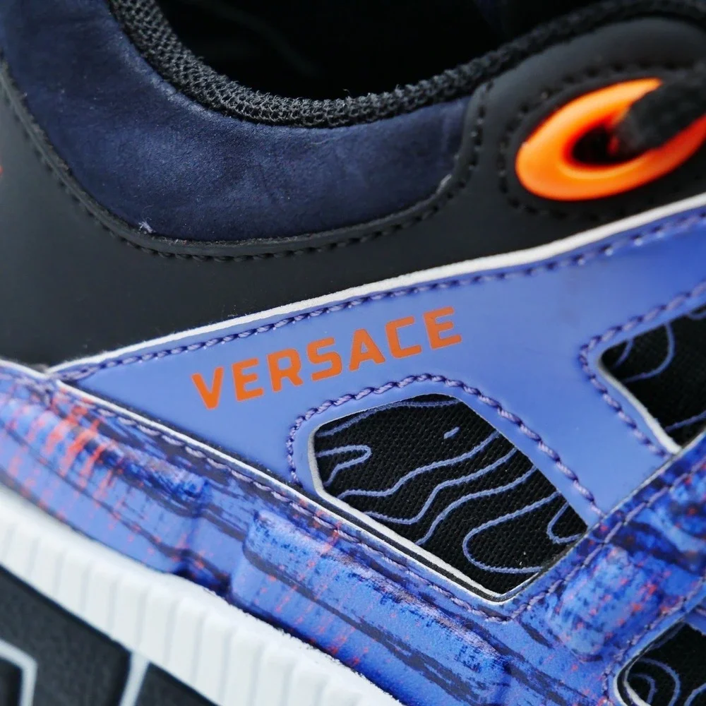 Versace Trigreca Sneakers Mens Nero Bright Orange Blue DSU8094 Size‎ 41 8